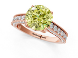 Rose gold Fancy Yellow Round  Cut Diamond Pave Band with Four-Prong Setting_1