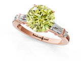 Rose gold Fancy Yellow Round  Cut Diamond Ring with Baguette Side Stones, Channel Set Band, and Four-Prong Setting_1
