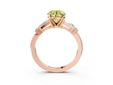 Rose gold Fancy Yellow Round  Cut Diamond Ring with Baguette Side Stones, Channel Set Band, and Four-Prong Setting_3