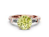 Rose gold Fancy Yellow Round  Cut Diamond Ring with Baguette Side Stones, Channel Set Band, and Four-Prong Setting_36