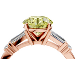 Rose gold Fancy Yellow Round  Cut Diamond Ring with Baguette Side Stones, Channel Set Band, and Four-Prong Setting_4