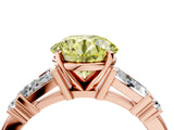 Rose gold Fancy Yellow Round  Cut Diamond Ring with Baguette Side Stones, Channel Set Band, and Four-Prong Setting_40