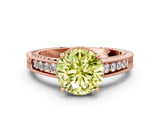 Rose gold Fancy Yellow Round Cut Diamond Ring with Milgrain Pavé Band and Four-Prong Setting_20