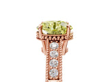 Rose gold Fancy Yellow Round Cut Diamond Ring with Milgrain Pavé Band and Four-Prong Setting_25