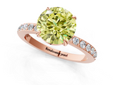 Rose gold Fancy Yellow Round  Cut Diamond Ring with Pavé Band and Four-Prong Setting_1