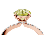 Rose gold Fancy Yellow Round  Cut Diamond Ring with Pavé Band and Four-Prong Setting_4