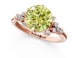 Rose gold Fancy Yellow Round Cut Diamond Ring with Side Stones and Four-Prong Setting_42