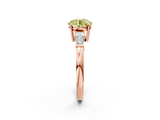 Rose gold Fancy Yellow Round  Cut Diamond Ring with Tapered Baguette Side Stones in Four-Prong Setting_2