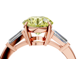 Rose gold Fancy Yellow Round  Cut Diamond Ring with Tapered Baguette Side Stones in Four-Prong Setting_4