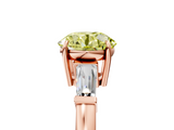 Rose gold Fancy Yellow Round  Cut Diamond Ring with Tapered Baguette Side Stones in Four-Prong Setting_5