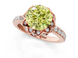 Rose gold Fancy Yellow Round Cut Diamond Scalloped Halo Engagement Ring with Round Shared Prong Band_13