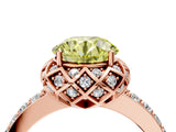 Rose gold Fancy Yellow Round Cut Diamond Scalloped Halo Engagement Ring with Round Shared Prong Band_16