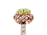 Rose gold Fancy Yellow Round Cut Diamond Scalloped Halo Engagement Ring with Round Shared Prong Band_17