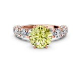 Rose gold Fancy Yellow Round Cut Diamond Side Stone Engagement Ring with Four-Prong Setting_36