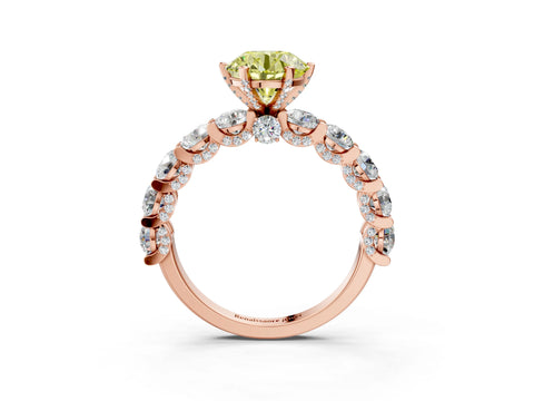 Rose gold Fancy Yellow Round Cut Diamond Side Stone Engagement Ring with Four-Prong Setting_39