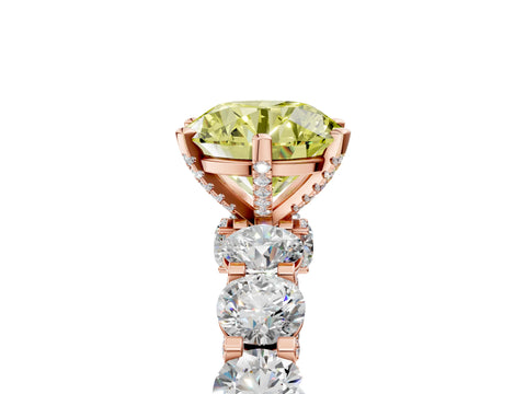 Rose gold Fancy Yellow Round Cut Diamond Side Stone Engagement Ring with Four-Prong Setting_41