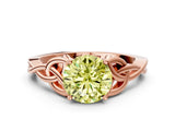 Rose gold Fancy Yellow Round Cut Diamond Solitaire Celtic Knot Ring with Four-Prong Setting_17