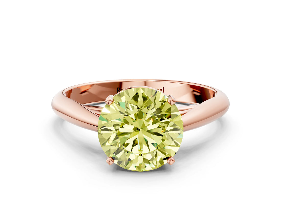 Rose gold Fancy Yellow Round Cut Diamond Solitaire Engagement Ring with Cathedral Setting and Four-Prong Mount_36