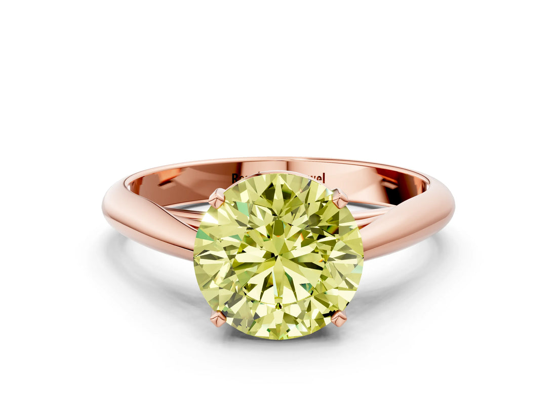Rose gold Fancy Yellow Round Cut Diamond Solitaire Engagement Ring with Cathedral Setting and Four-Prong Mount_84