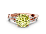Rose gold Fancy Yellow Round Cut Diamond Solitaire Engagement Ring with Twisted Pavé Band and Four-Prong Setting_48