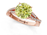 Rose gold Fancy Yellow Round Cut Diamond Solitaire Engagement Ring with Twisted Pavé Band and Four-Prong Setting_49