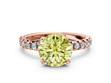 Rose gold Fancy Yellow Round Cut Diamond Solitaire Pavé Engagement Ring with Round Band and Prong Setting_12