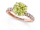 Rose gold Fancy Yellow Round Cut Diamond Solitaire Pavé Engagement Ring with Round Band and Prong Setting_73