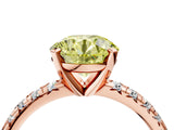 Rose gold Fancy Yellow Round Cut Diamond Solitaire Pavé Engagement Ring with Round Band and Prong Setting_76