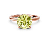 Rose gold Fancy Yellow Round Cut Diamond Solitaire Ring with Classic Band and Four-Prong Setting
