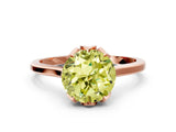 Rose gold Fancy Yellow Round Cut Diamond Solitaire Ring with Flower Prong Setting and Classic Band_33