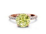 Rose gold Fancy Yellow Round Cut Diamond Solitaire Ring with Four-Prong Setting and Pavé Band_3
