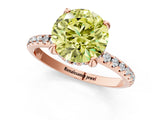 Rose gold Fancy Yellow Round Cut Diamond Solitaire Ring with Four-Prong Setting and Pavé Band_4