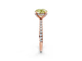 Rose gold Fancy Yellow Round Cut Diamond Solitaire Ring with Four-Prong Setting and Pavé Band_5