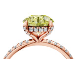 Rose gold Fancy Yellow Round Cut Diamond Solitaire Ring with Four-Prong Setting and Pavé Band_7