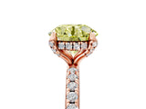 Rose gold Fancy Yellow Round Cut Diamond Solitaire Ring with Four-Prong Setting and Pavé Band_8