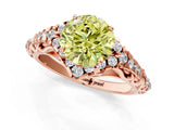 Rose gold Fancy Yellow Round Cut Diamond Solitaire Ring with Hidden Halo and Pavé Band_28