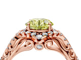 Rose gold Fancy Yellow Round Cut Diamond Solitaire Ring with Hidden Halo and Pavé Band_31