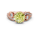 Rose gold Fancy Yellow Round Cut Diamond Solitaire Ring with Milgrain Pavé Band and Four-Prong Setting_22