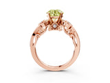 Rose gold Fancy Yellow Round Cut Diamond Solitaire Ring with Milgrain Pavé Band and Four-Prong Setting_25