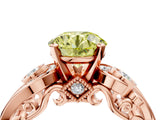 Rose gold Fancy Yellow Round Cut Diamond Solitaire Ring with Milgrain Pavé Band and Four-Prong Setting_26
