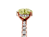 Rose gold Fancy Yellow Round Cut Diamond Solitaire Ring with Pavé Band and Four-Prong Setting_22