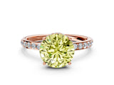 Rose gold Fancy Yellow Round Cut Diamond Solitaire Ring with Pavé Band and Hidden Halo_19