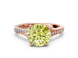 Rose gold Fancy Yellow Round Cut Diamond Solitaire Ring with Pavé Band and Prong Setting_12