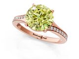 Rose gold Fancy Yellow Round Cut Diamond Solitaire Ring with Pavé Band and Prong Setting_13