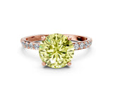Rose gold Fancy Yellow Round Cut Diamond Solitaire Ring with Pave Band and Four Prong Setting_16