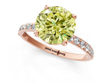 Rose gold Fancy Yellow Round Cut Diamond Solitaire Ring with Pave Band and Four Prong Setting_17