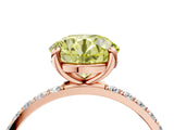 Rose gold Fancy Yellow Round Cut Diamond Solitaire Ring with Pave Band and Four Prong Setting_20