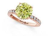 Rose gold Fancy Yellow Round Cut Diamond Solitaire Ring with Round  Pavé Band and Four-Prong Setting_37