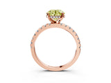Rose gold Fancy Yellow Round Cut Diamond Solitaire Ring with Round  Pavé Band and Four-Prong Setting_39
