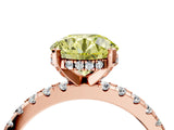 Rose gold Fancy Yellow Round Cut Diamond Solitaire Ring with Round  Pavé Band and Four-Prong Setting_40